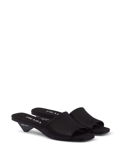 prada triangle heel|Prada black mules.